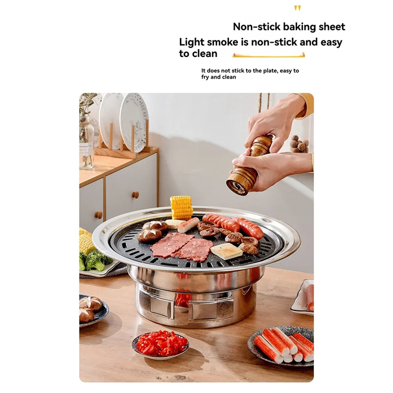 AB43-13 дюймов корейский барбекю из нержавеющей стали многофункциональный угольный гриль для барбекю барбекю угольный гриль для кемпинга пикник в помещении