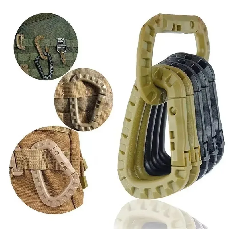 1/5/10pcs Tactical Carabiner Set Plastic Steel Quick Hook Webbing Grimlock Lock Key Chain Outdoor Backpack Karabiner Buckle