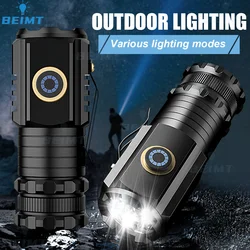 2000LM Super Bright Torch Keychain Light Outdoor Mini EDC LED Flashlight Rechargeable Emergency Camping Lantern with Tail Magnet