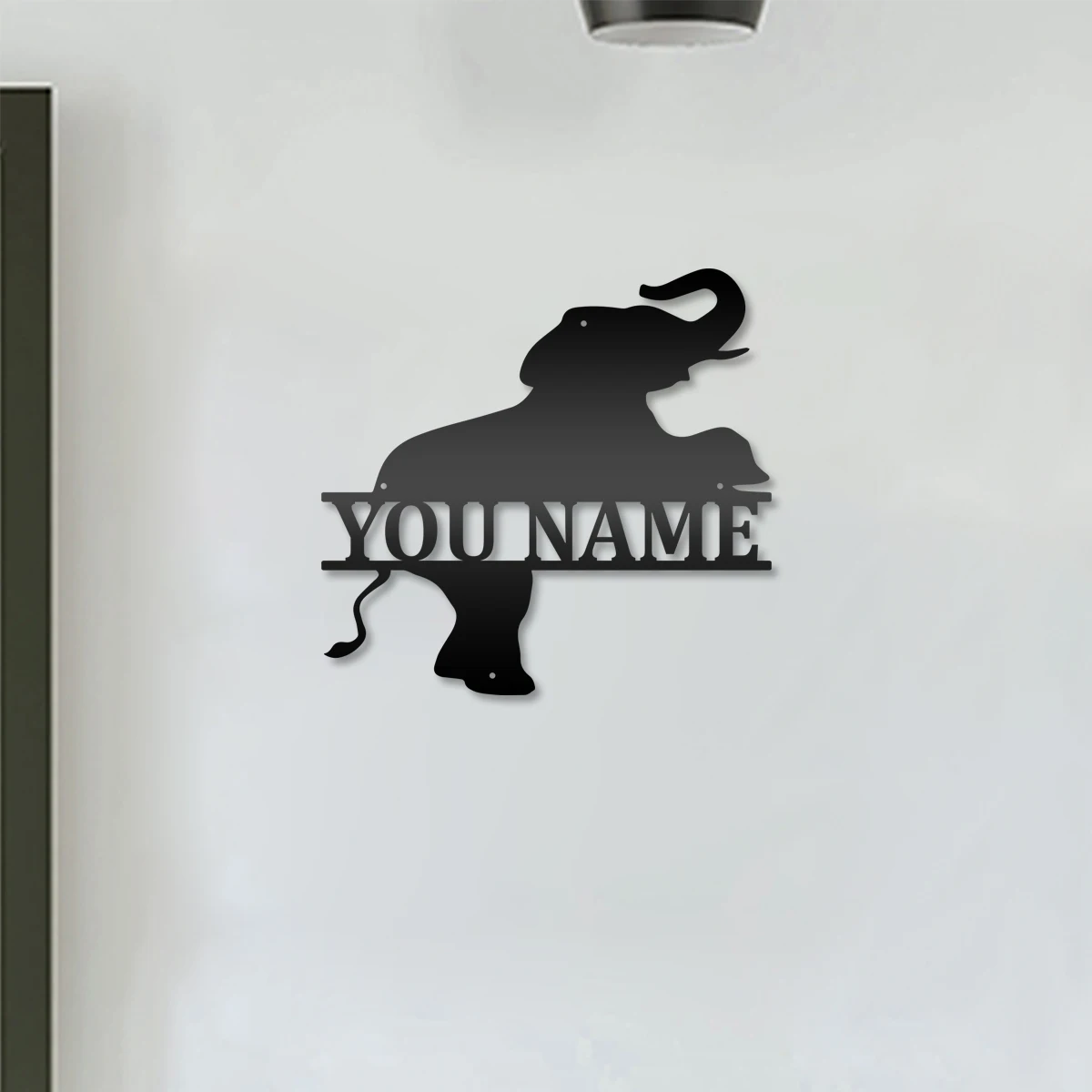 

1pc cute elephant Personalized name Iron Customized Name Metal Wall Signs Iron Wall Plaque For Home Decor Living Room Bedroom