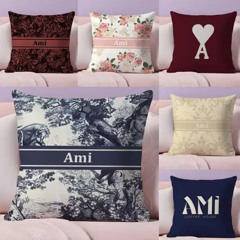 Fashion A-Ami De Coeur AMI Beautiful Pillow Case Silky Short Plush With Invisible Zipper Dustproof Sofa Cushion Cover