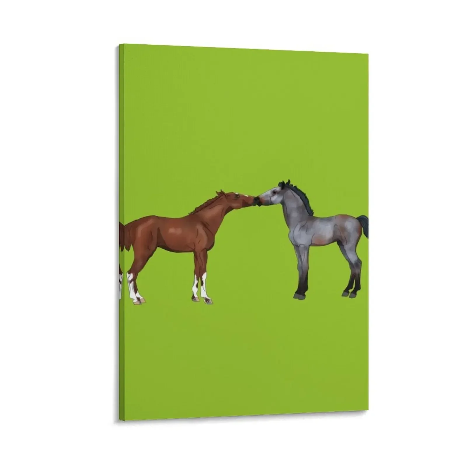 

First Love Foals 1: Dark Chestnut and Bay Roan Canvas Painting anime figure posters for wall Decoration