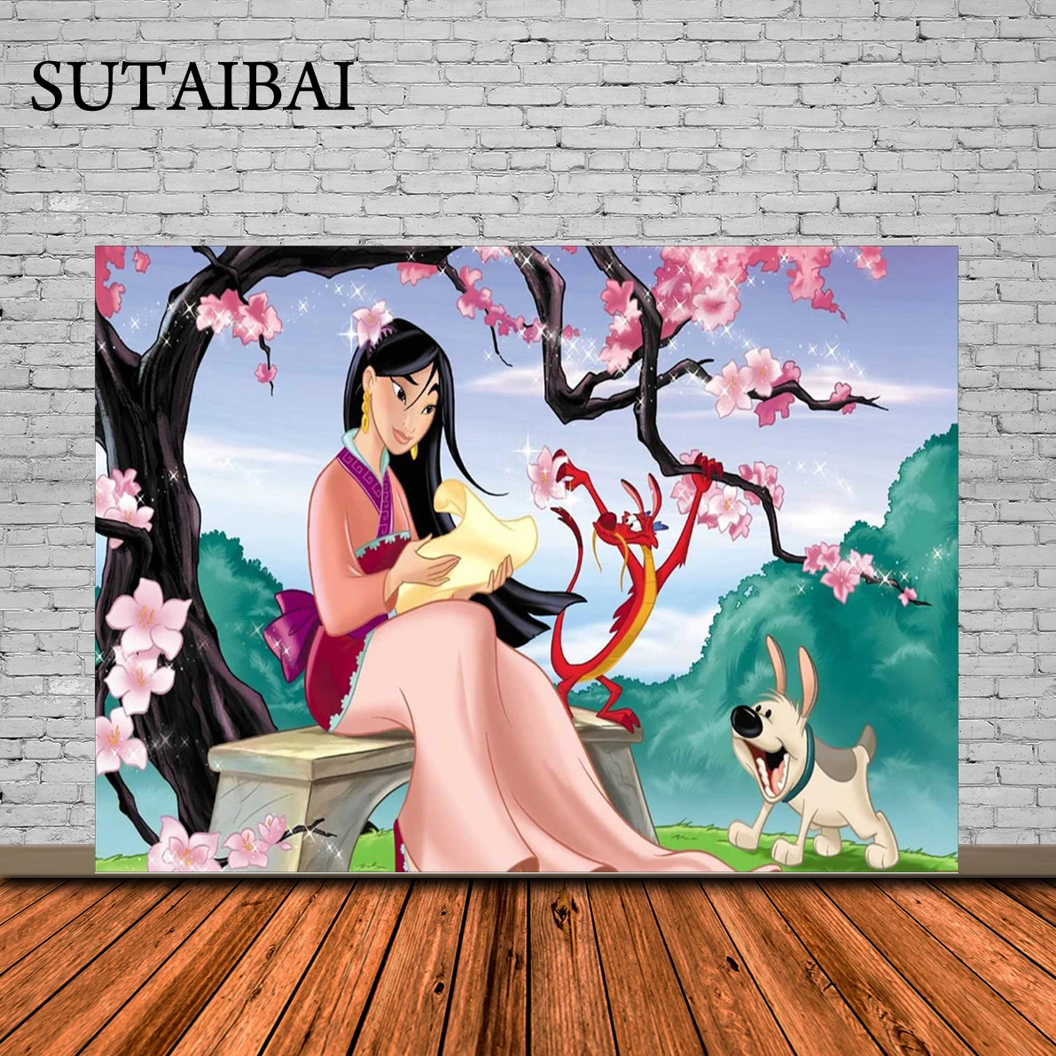 

Mulan Princess Photo Backdrop Black Horse Girl Happy Birthday Party Baby Shower Photography Background Photocall Prop Banner