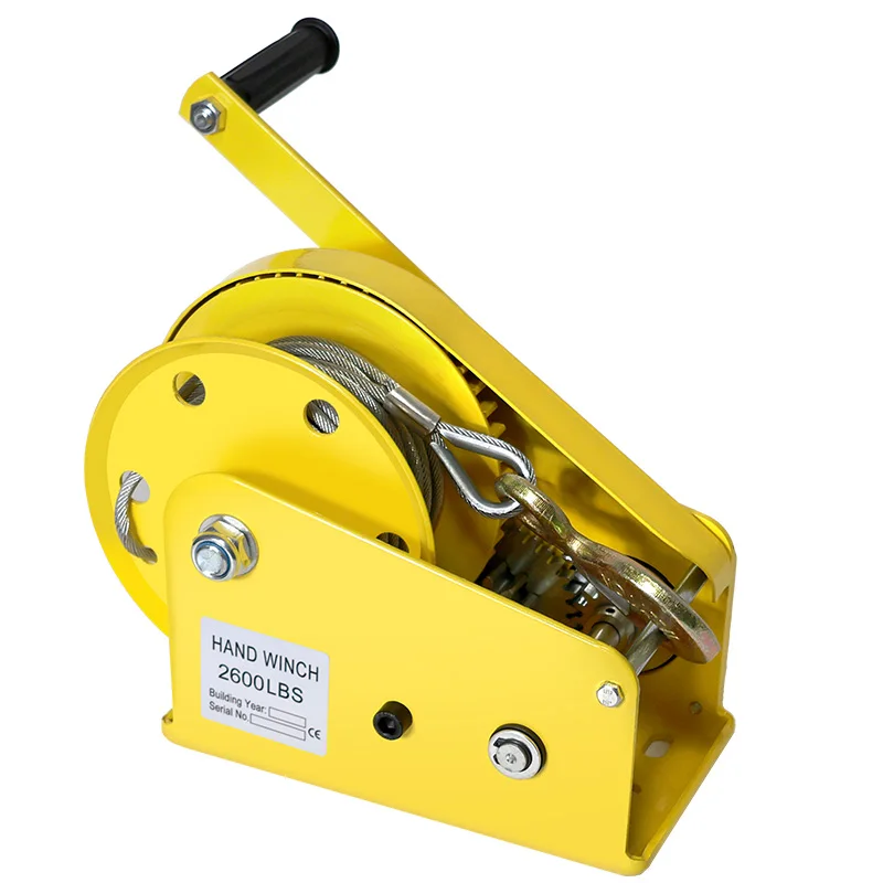 2600LBS Manual Hand Winch 10m Steel Cable, Lever Operated Pulling Tool for Vehicle Recovery Construction Lifting