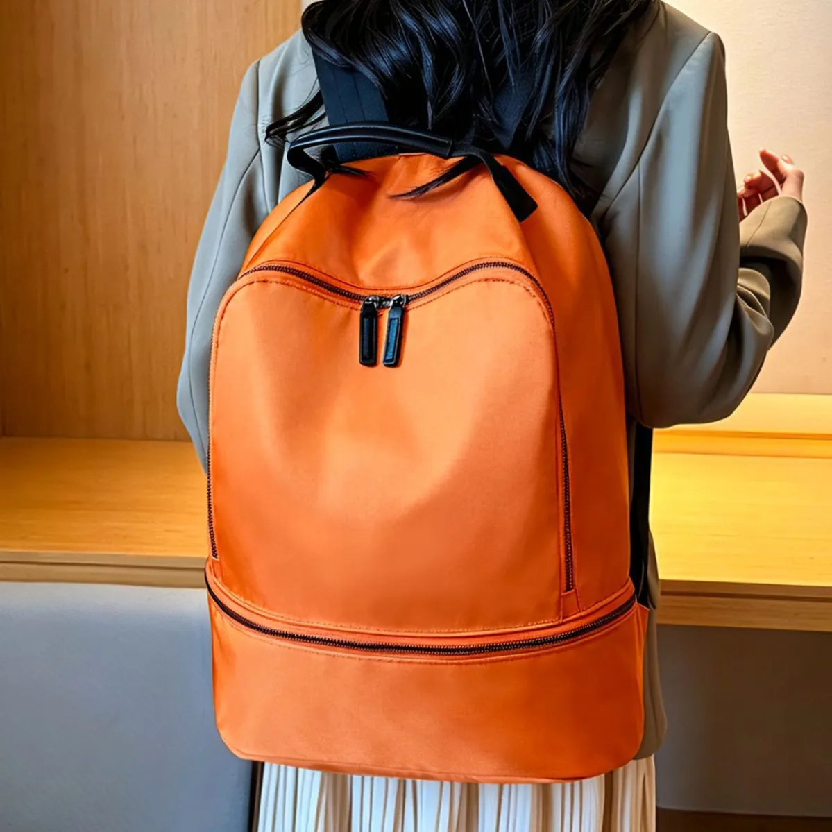 

High school student schoolbag large capacity new versatile backpack fashion leisure solid color going out backpack outdoor trave
