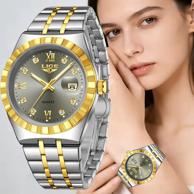 

Женские часы LIGE, лучшие брендовые роскошные оригинальные кварцевые часы для женщин, водонепроницаемые светящиеся часы с хронографом, женские часы Montre Femme