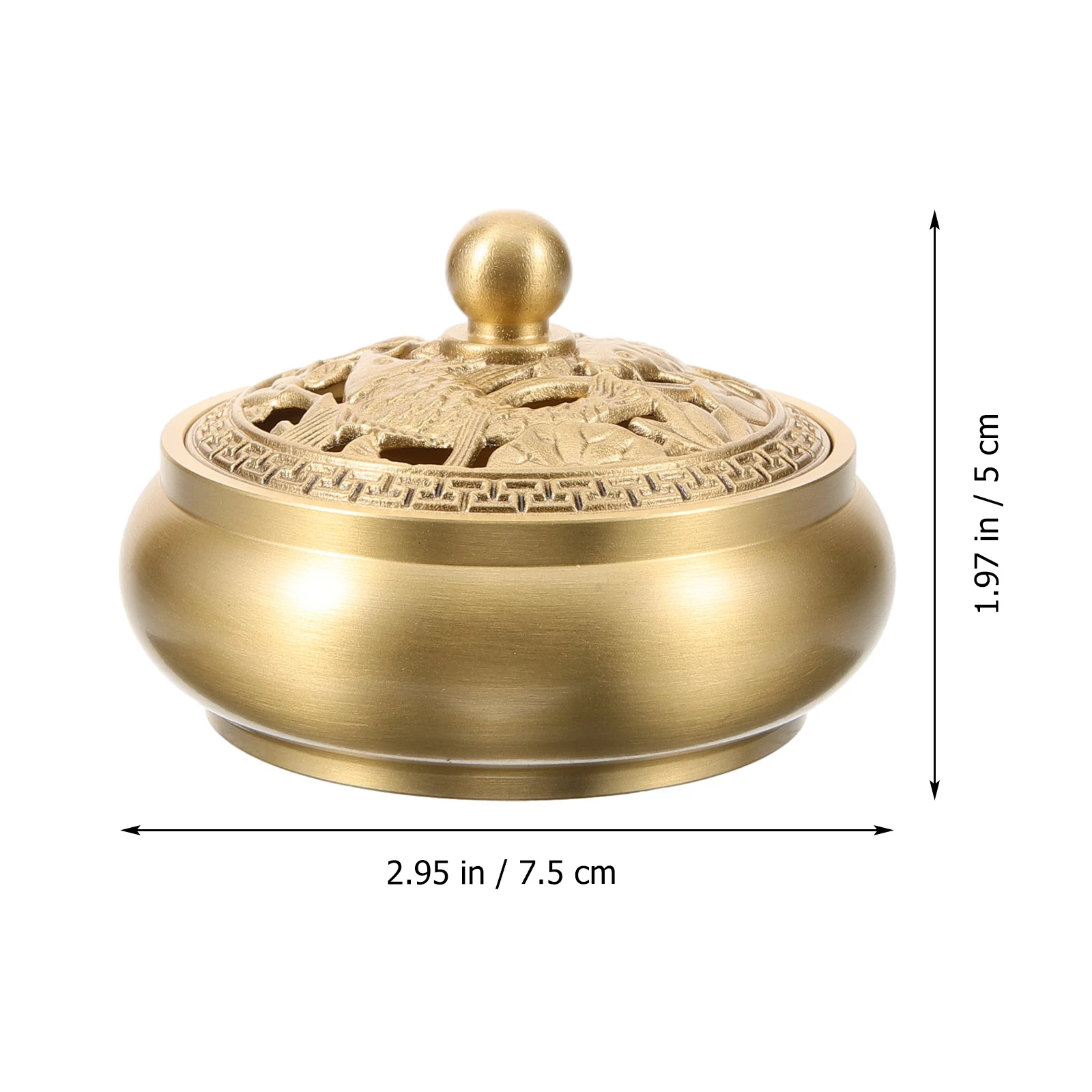 

1pc Golden Incense Burner Copper Craft Aroma Stove Holder Ornament Compact Practical Bedroom Study Office Desktop Decor