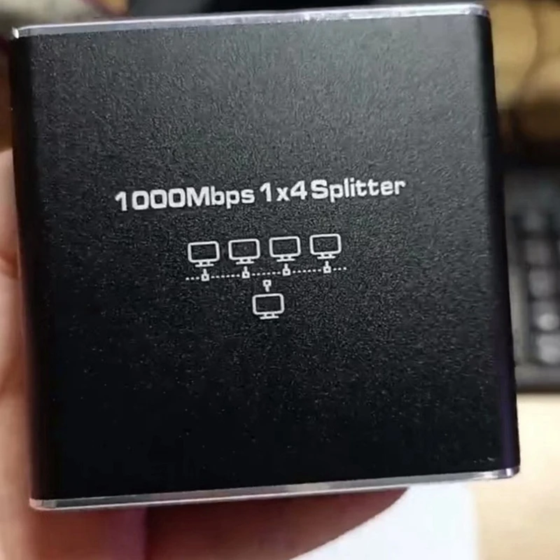 Pemisah Ethernet Gigabit, 1 In 4 Out 1000Mbps pemisah kabel Internet 1 ke 4 RJ45 pemisah jaringan untuk Cat5/6/7 tahan lama