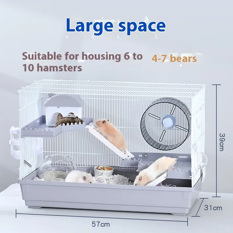 Luxury 3-Tier Hamster Cage Villa Large Room Enclosure for Syrian Dwarf Golden Bear Rodents Pet Habitat with Big Size