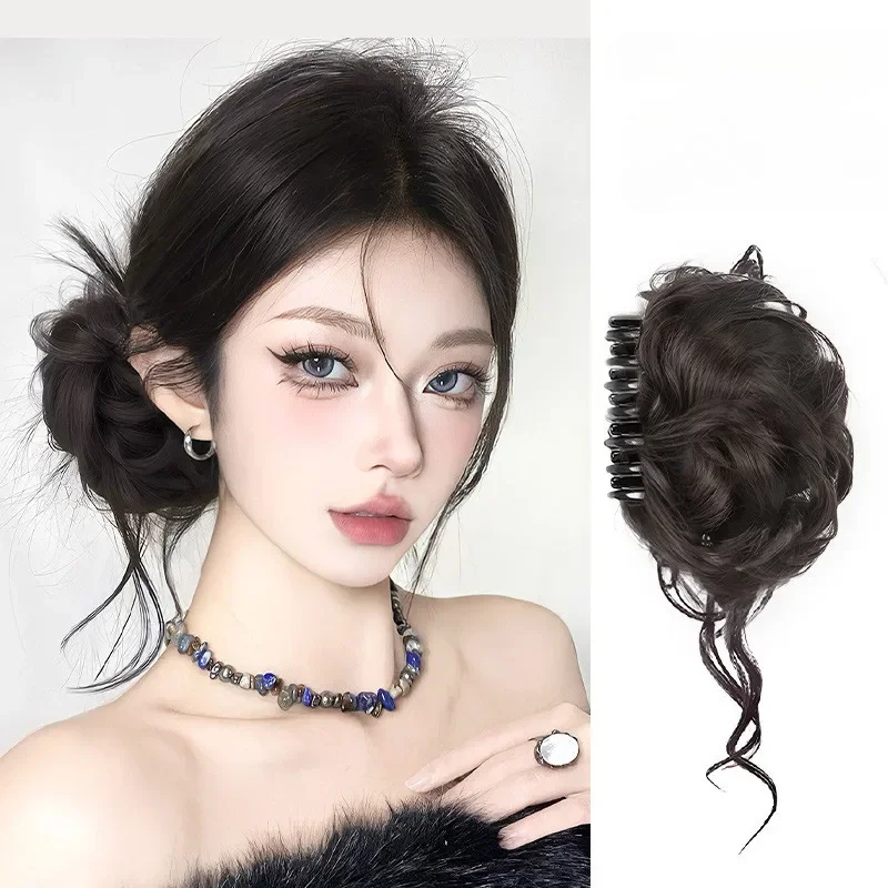 Elegante bocciolo di fiore parrucca sintetica fermaglio per capelli moda drago barba capelli clip-in parrucca da donna estensioni dei capelli