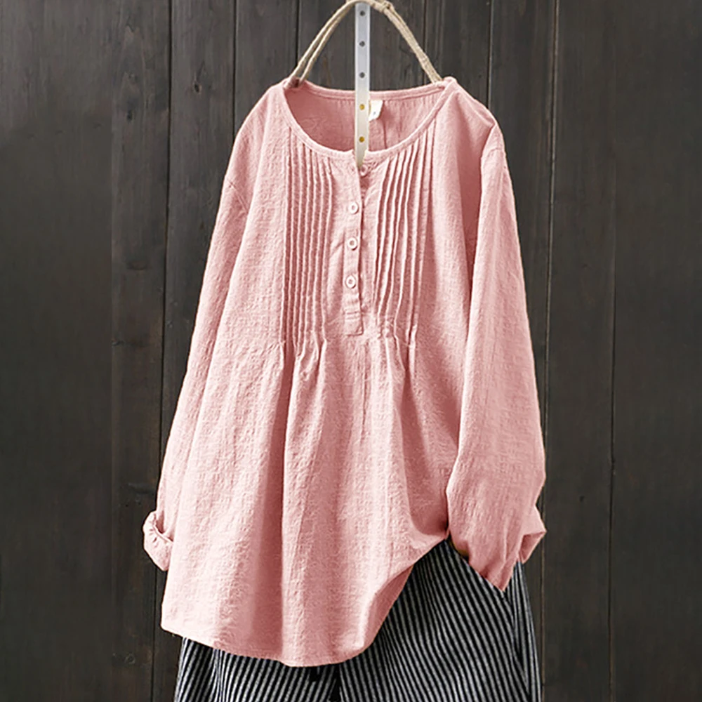 Cotton Linen Oversize T-shirt For Women Loose Blouse Vintage Pullover Shirts Tees Y2K Tops Elegant Summer Female Clothing