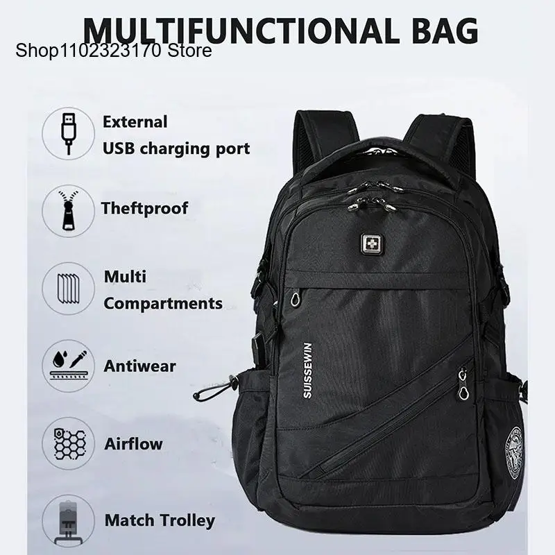 40L Travel Bag College School Bag Swiss-Multifunctional 15.6 Inch Laptop Backpack Durable Nylon Water Resistant Bags