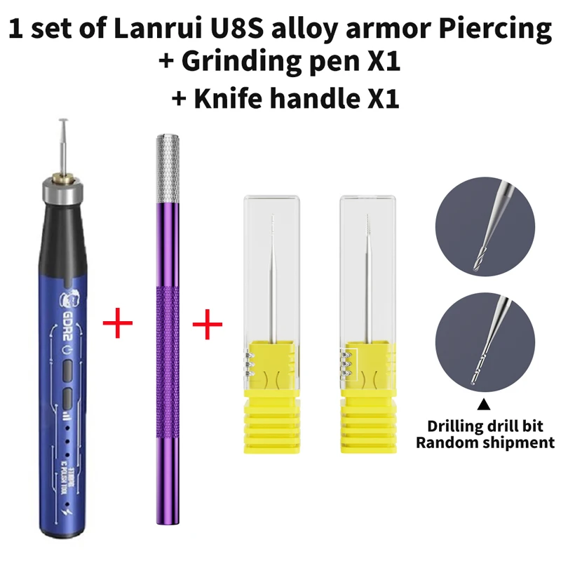 LANRUI U8S 2.35mm Alloy Piercing Sliding Drill Bit Set For Phone Repair Professional Sliding Thread Removal Tool