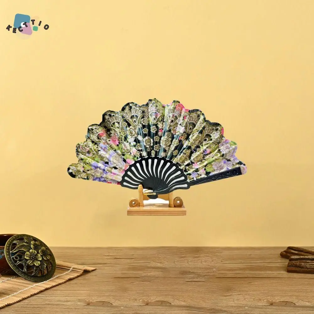 

Retro Chinese Style Hand Held Flower Fan Fan Art Handmade Embroidery Silk Fan Ancient Chinese Folding Fan Gifts