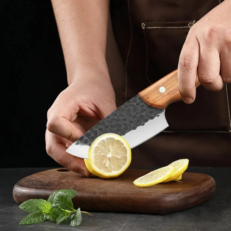 Stainless Steel Boning Kitchen Knife Meat Cleaver BBQ Knife Sharp Chef Meat Fish Cutting Cooking Cutter Forged Butcher Knife
