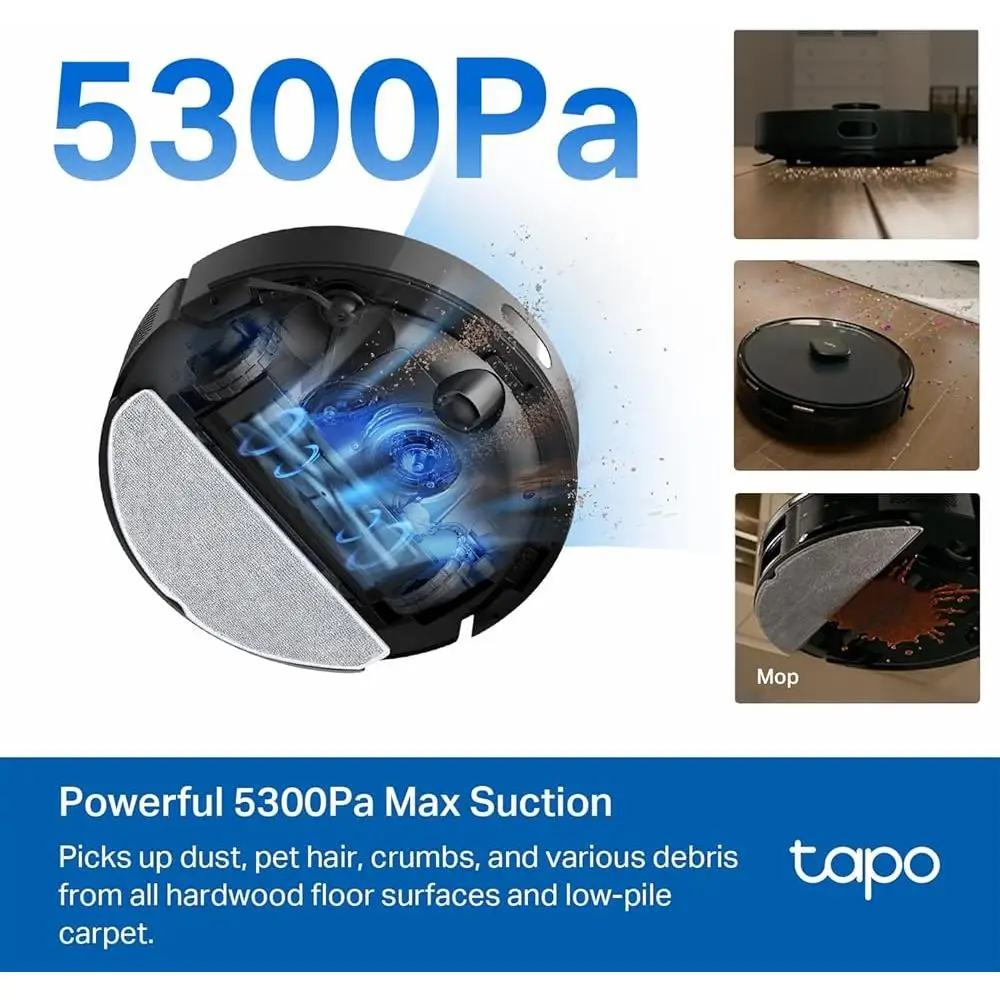 LiDAR Robot Vacuum Mop 5300Pa قاعدة تفريغ ذاتية الملاحة الذكية 97% لاقط الغبار 2 في 1 تنظيف مع التحكم في التطبيق