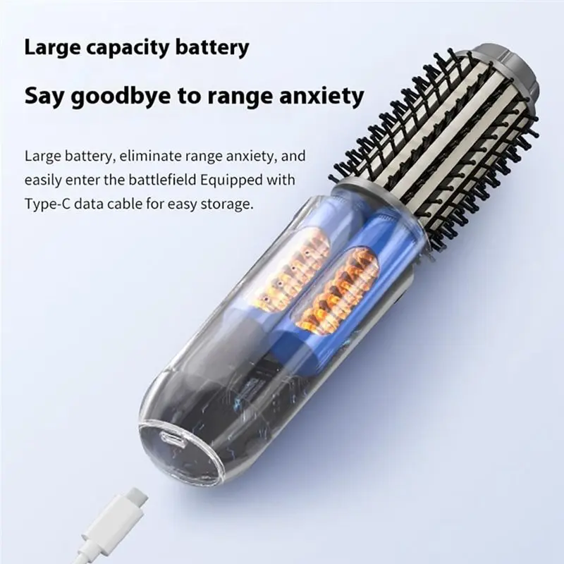 YCOC-Portable Cordless Curling Iron Hair Brush,2600Mah Rechargeable Hair Curler,Wand With Negative For Curl,Styling White