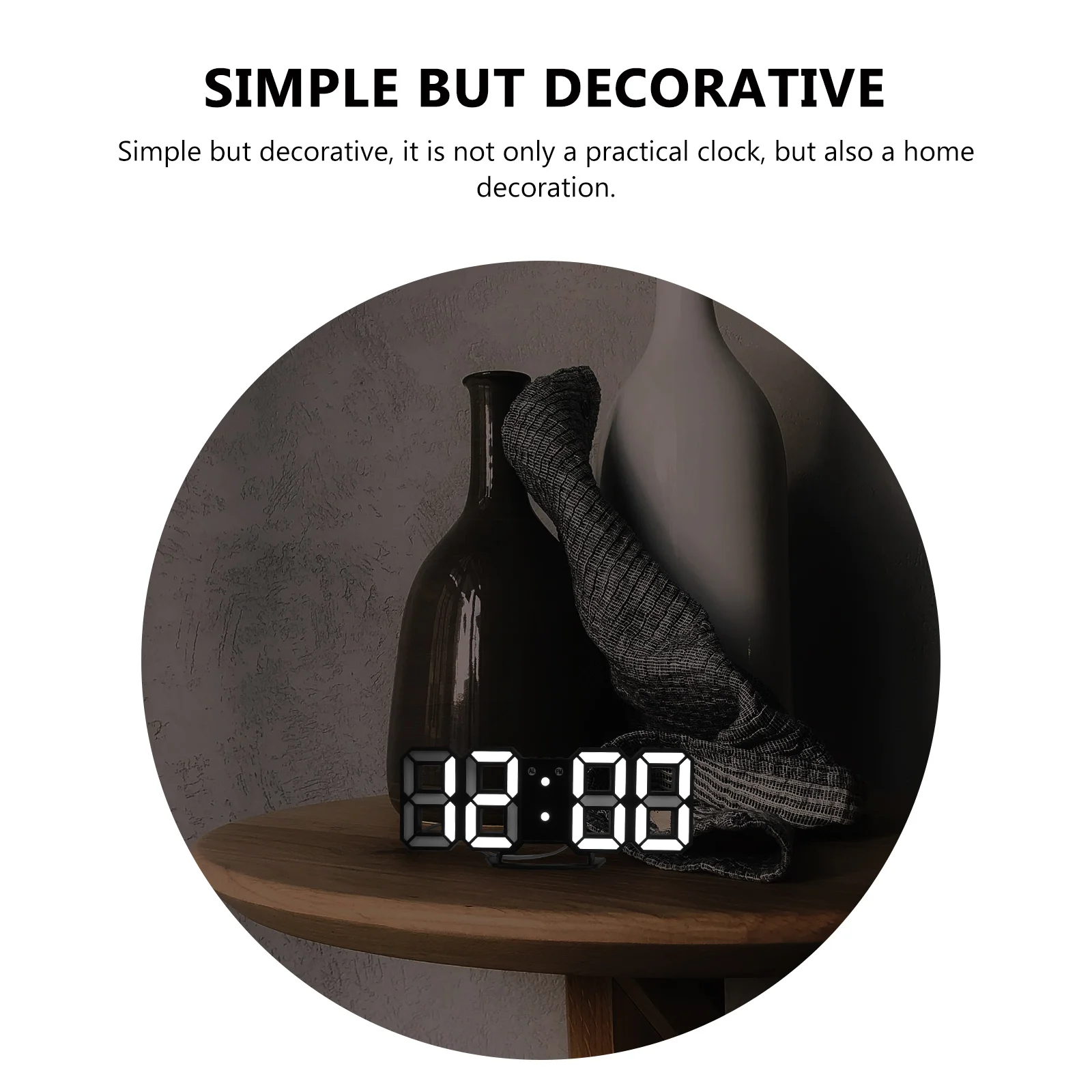 

1Set Large Screen Led Simple 3D Digital Wall Unique Decorative Home Mute Wall-Mounted Clock Household Digital Clock Living Room