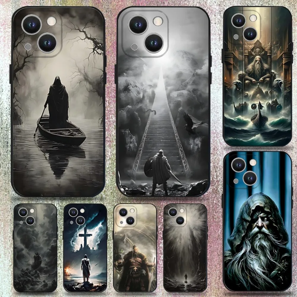 

Odin Fenrir Phone Case For iPhone 16,15,14,13,12,11 Plus,Pro Max,XS,X,XR,SE,Mini,8,7,Soft Silicone Black Cover