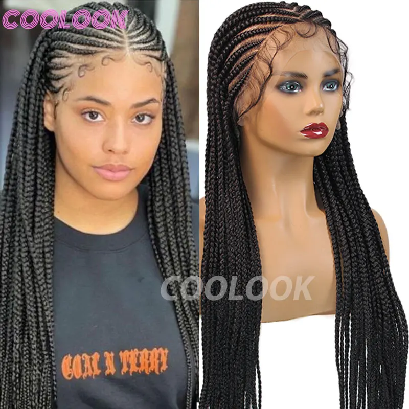 Synthetic Full Lace Braided Wigs For Black Women Tribal Braids Cornrow Jumbo Braided Wigs 36