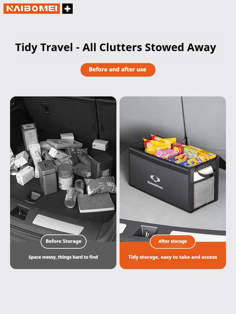 

Car Trunk Foldable Storage Box Large-Capacity Stowing Tidying Bag For Ssangyong Rexton Tivoli Musso Kyron Korando Actyon