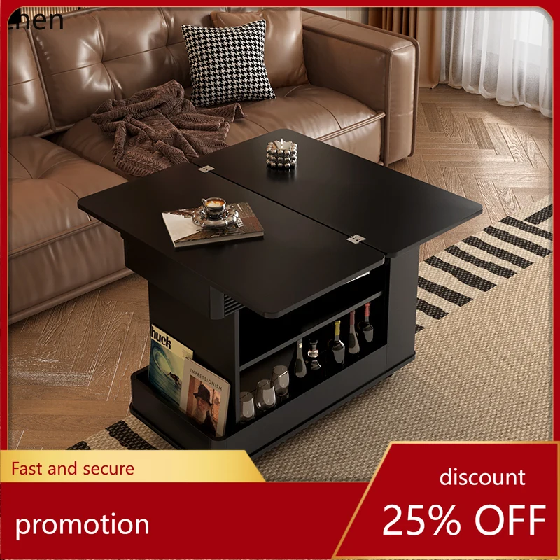 

HT solid wood sofa edge few household tea table mobile trolley folding side cabinet