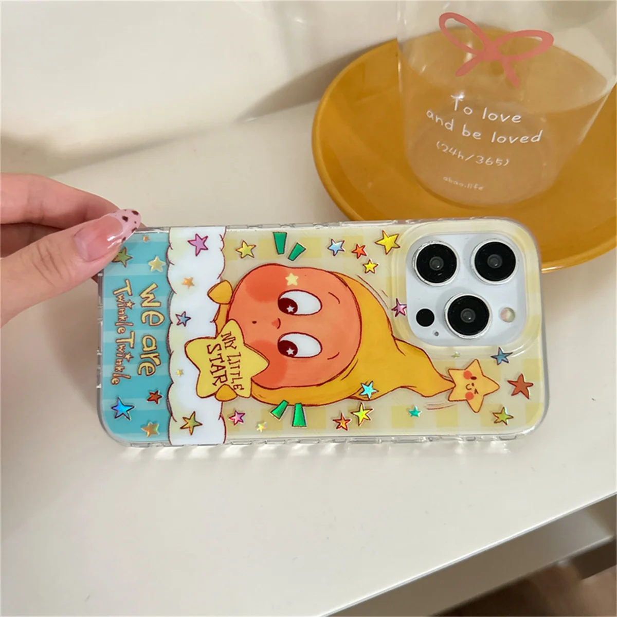 Funda de teléfono coreana Ins Cute Star Baby para iPhone 16 Pro 15 14 13 Pro Max, funda trasera a prueba de golpes, fundas de dibujos animados 16 Promax