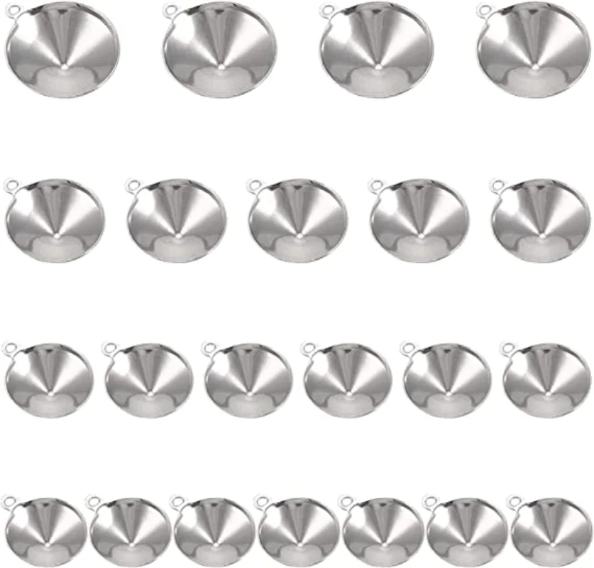 20PC Hypoallergenic Pendant Rhinestone Settings Stainless Steel Charms  for DIY Jewelry Making Stainless Steel Color