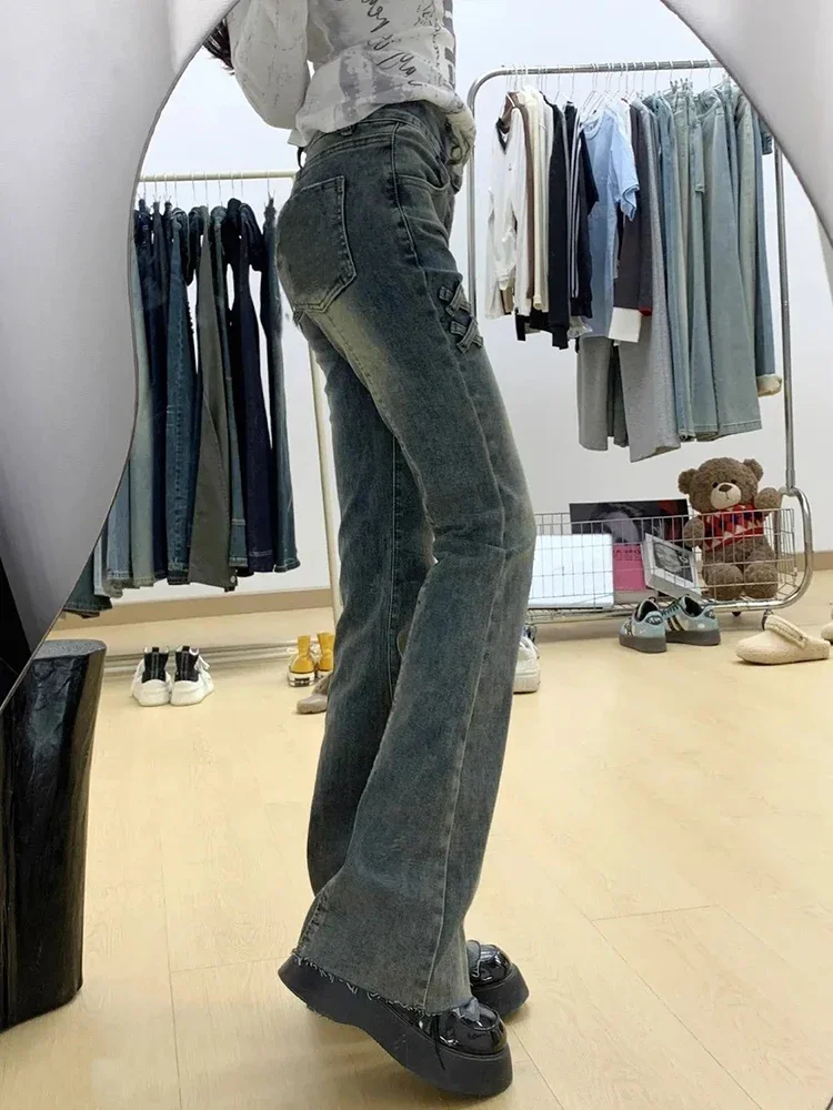 Retro Vrouwen Flare Jeans Hoge Taille Zomer Casual Vintage Zoete Denim Broek Streetwear Slim All Match Lady Jeans Broek