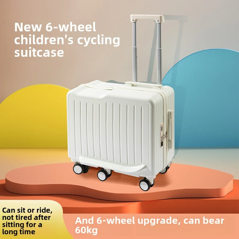 New Children Cycling Suitcase Portable Luggage for kids Trolley Case Universal Wheel suitecase 6Wheel travel case