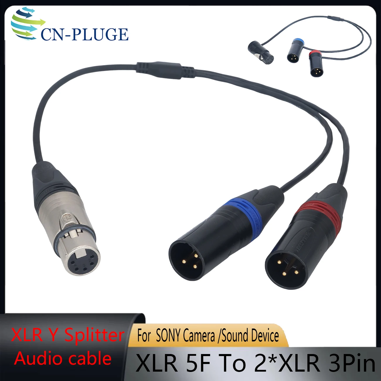 5Pin XLR Female to Dual 3Pin XLR Male Y Cable Balanced Stereo Audio Splitter Cord for Stereo Microphone Rode NT4 Recording Mixer