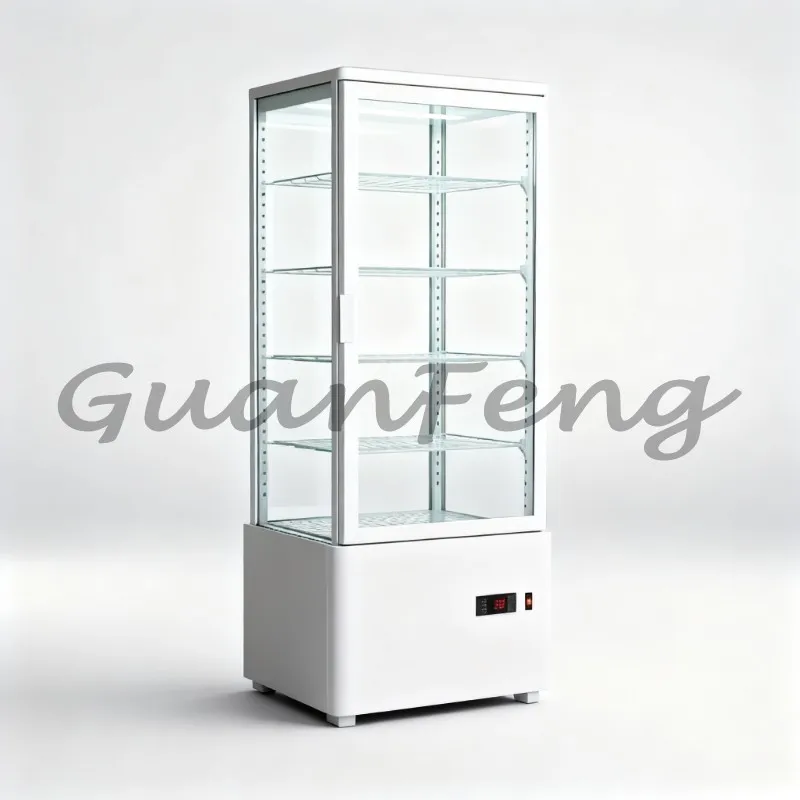Four Sided Glass Display Fridge, Air Cooled Defogging Small Refrigerated Freezer Cabinet for Fresh Food Showcase