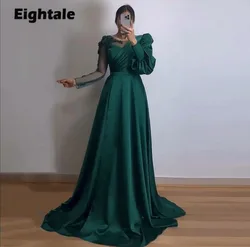 Eightale Evening Dresses Appliques Beaded Long Sleeve A-Line Customized Muslim Arabic Prom Gown For Wedding Party robe de soirée