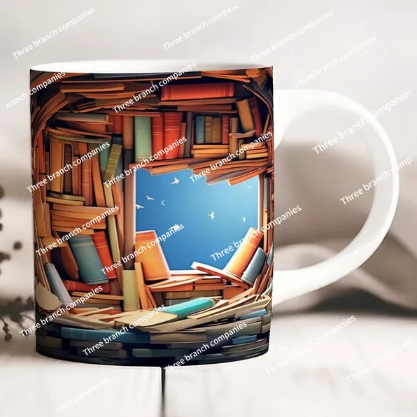 

Books Lover Library Ceramic Coffee Mug Bookshelf Bookshelf Tea Cup Reading