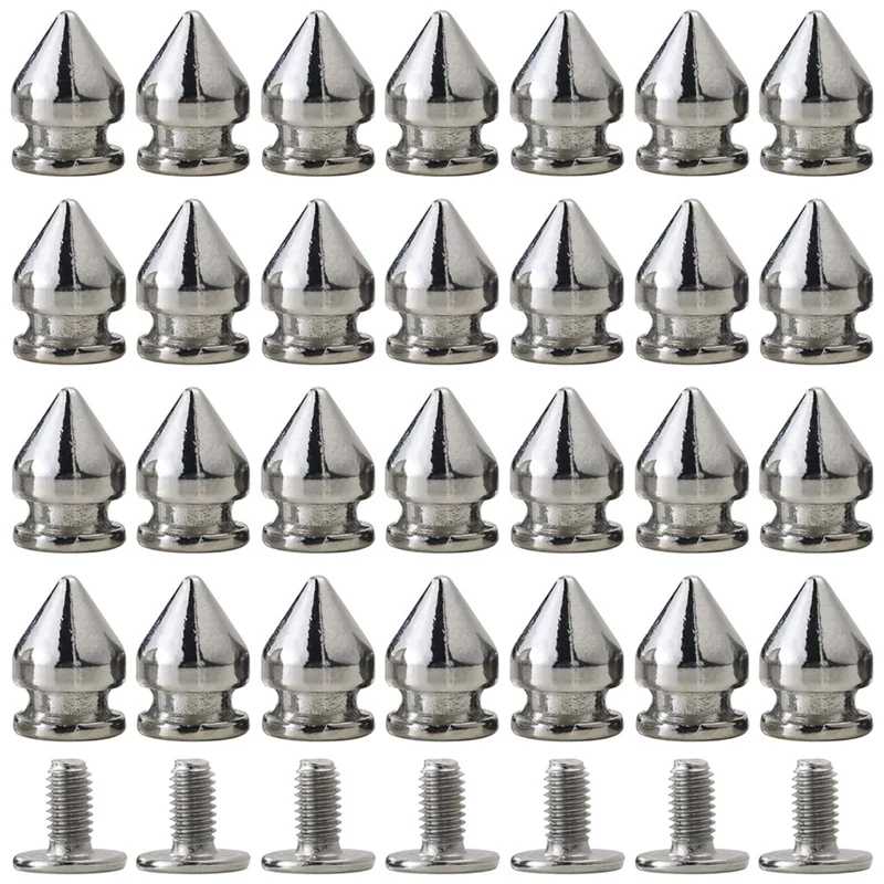 100 Pack Spikes And Studs 9.5MM Spikes For Clothing Metal Studs Rivets Silver For Leather Punk Spikes Accessories Screw Back