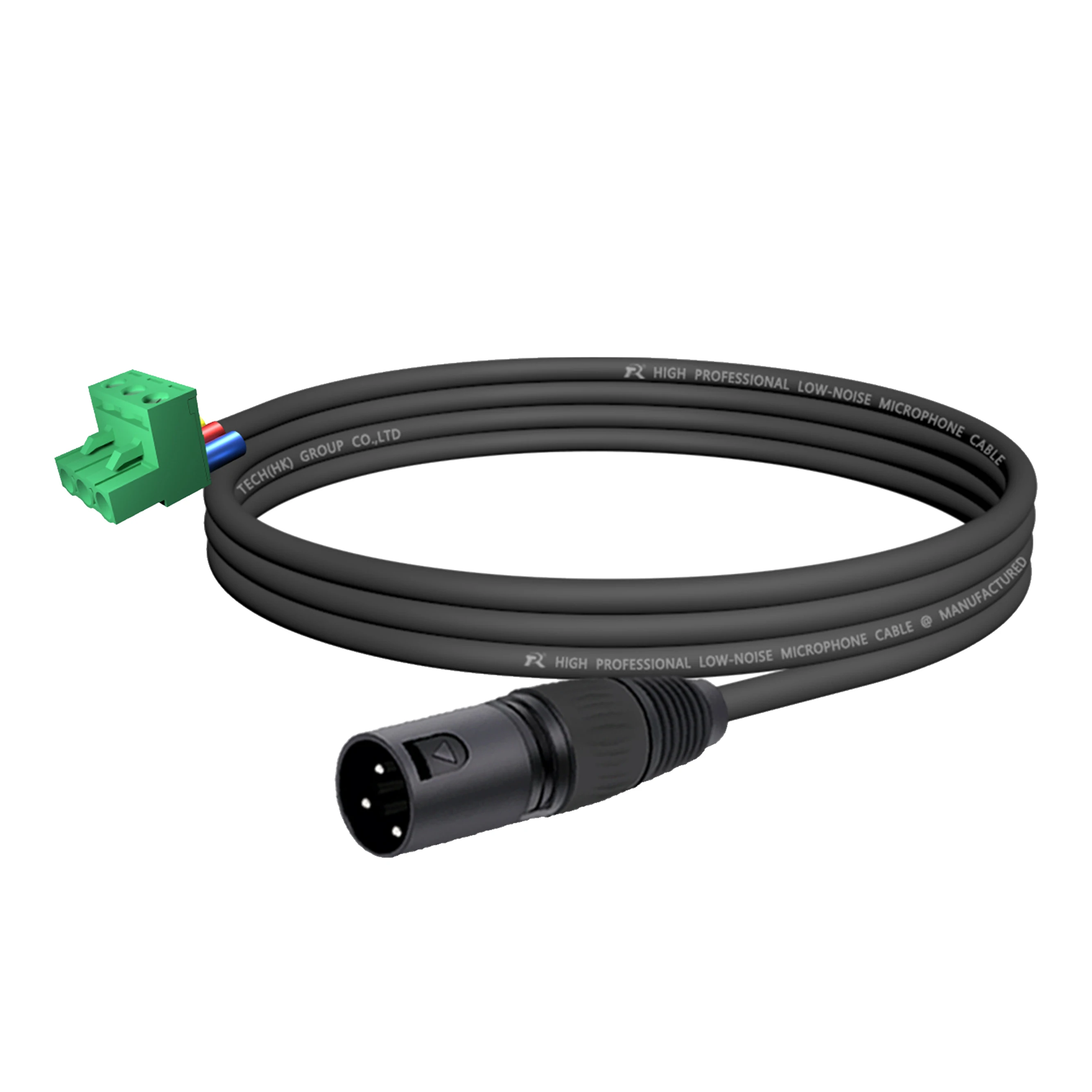Geräuscharmes Audiokabel, PHX3M/2EDG-5.08 3-poliger Stecker Schraubklemmenblock zu 3P XLR F/M, Schwarze Kabelhülle mit Farbigem Reliefring – Detail 8
