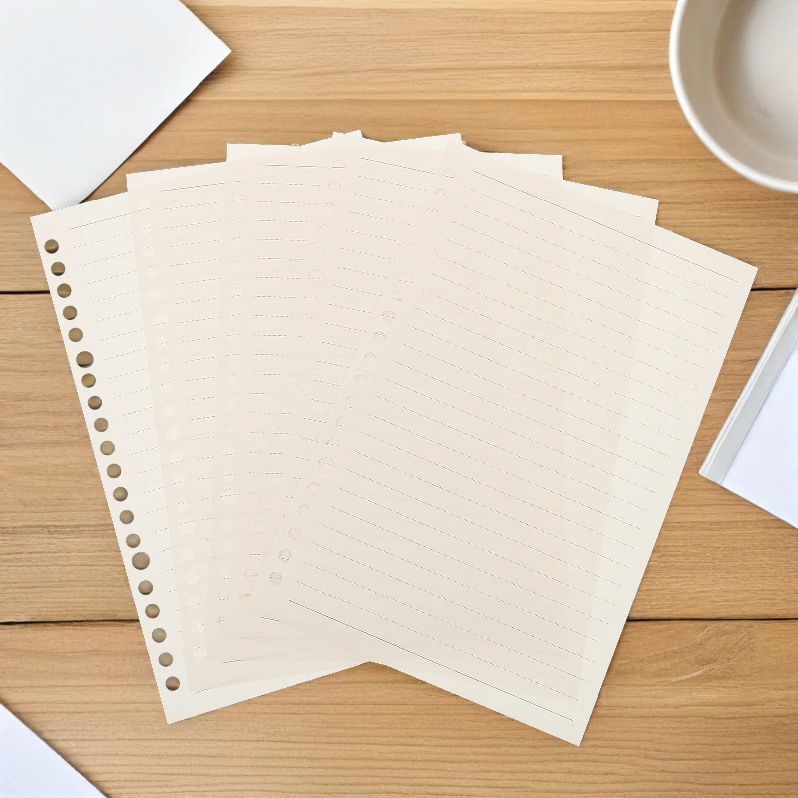 60Pcs Loose Leaf Paper A5 Grid Refill Thickened Design 20 Hole Binder Planner Inserts Journal Notebook Refillable Sheets