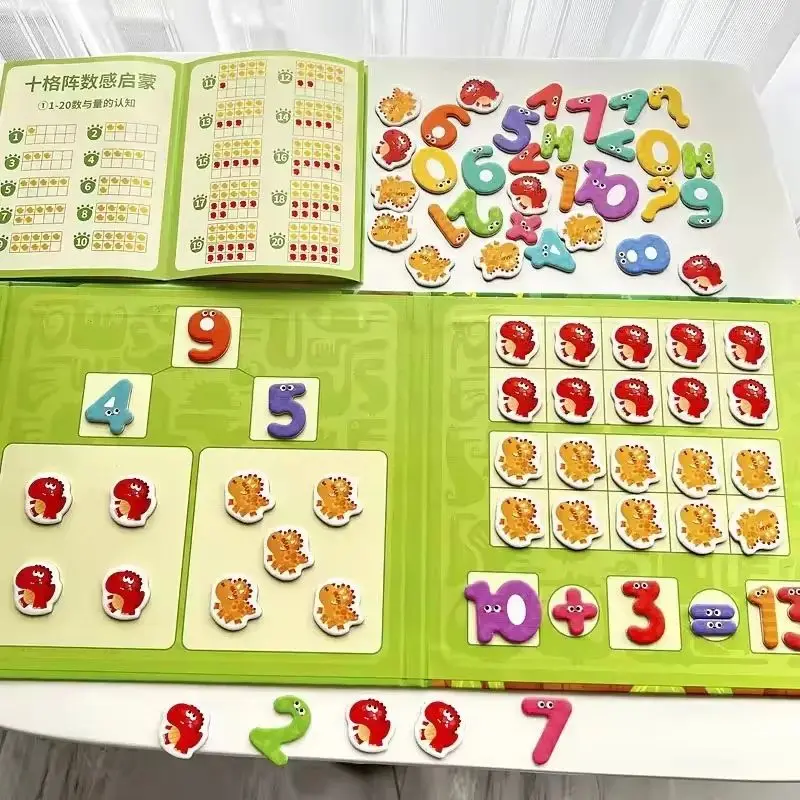 Magnetic Dinosaur Arithmetic Book Montessori Math Enlightenment Number Decomposition Addition Subtraction Educational Puzzle Toy