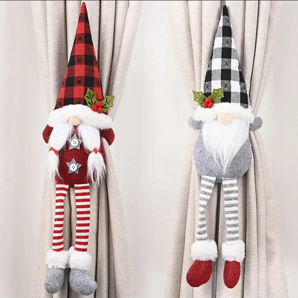 Cartoon Christmas Curtain Buckle Cute Non-woven Dwarf Curtain Fastener Funny Faceless Doll Curtain Tie Rope Christmas Gift