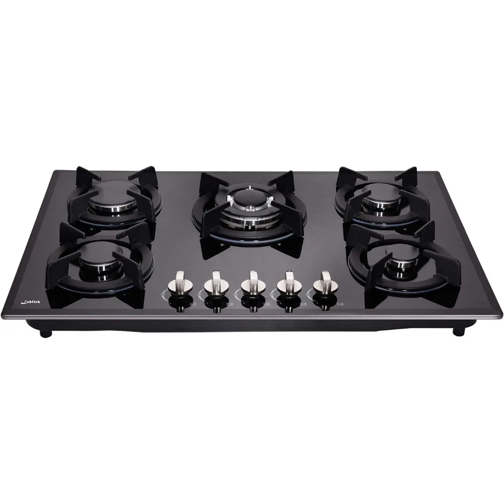 

30 Cooktop gas, 5 Burners gas stovetop 30 inch,Gas Stove Gas Hob Stovetop Tempered Glass Cooktop Cast Iron Grates Built-in