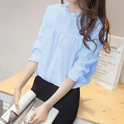 Elegant Solid Color Button Ruffle Shirts Women's Clothing 2024 Spring Summer New Loose Office Lady Tops Office Lady Blouses