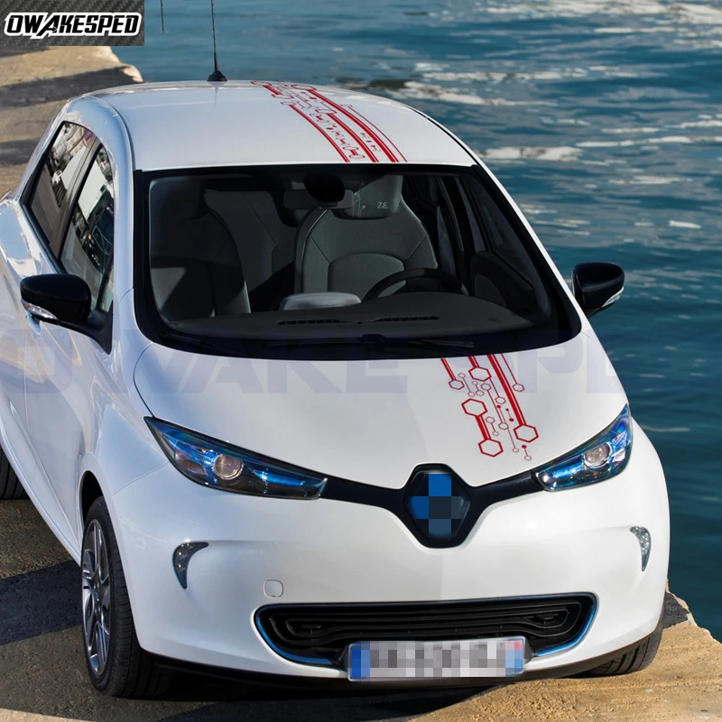 

Гоночные спортивные полосы для Renautl ZOE, капот автомобиля, крыша, хвост, декоративная наклейка, автокузов, виниловая наклейка, шестигранная графическая тюнинговая наклейка, аксессуары