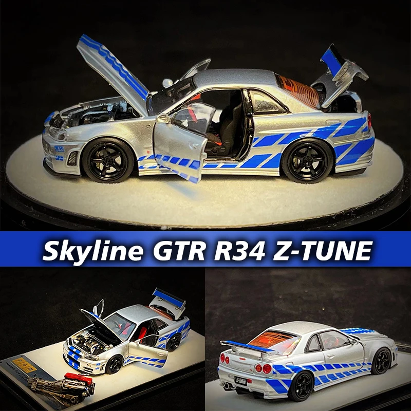 

PGM ONE In Stock 1:64 Skyline R34 GTR Z-TUNE F&F Diecast Diorama Car Model Collection Miniature Toys