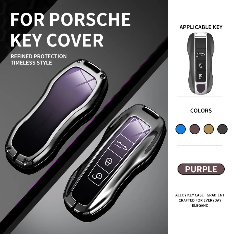 Suitable for Porsche Cayenne (958 generation, 2011–2017) 3-button car key case with gradient design, made of alloy