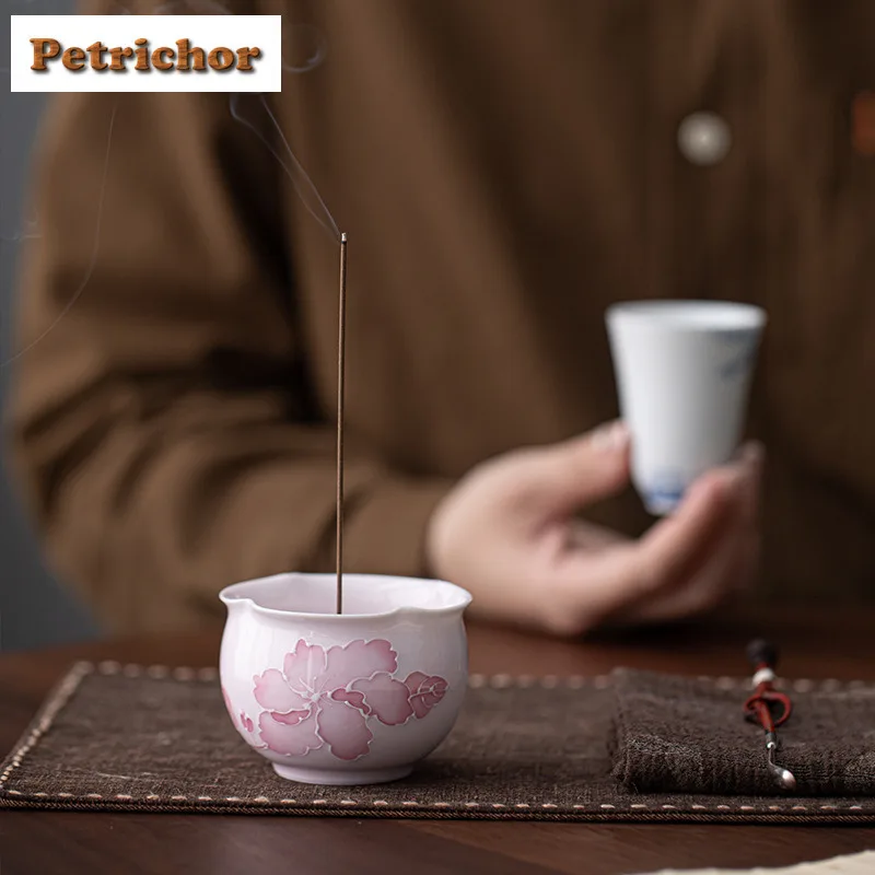 مرسومة باليد زهرة الكركديه حامل البخور البخور الدخان شلال البخور الشعلات عززات مبخرة أدوات المائدة اكسسوارات الحرفية