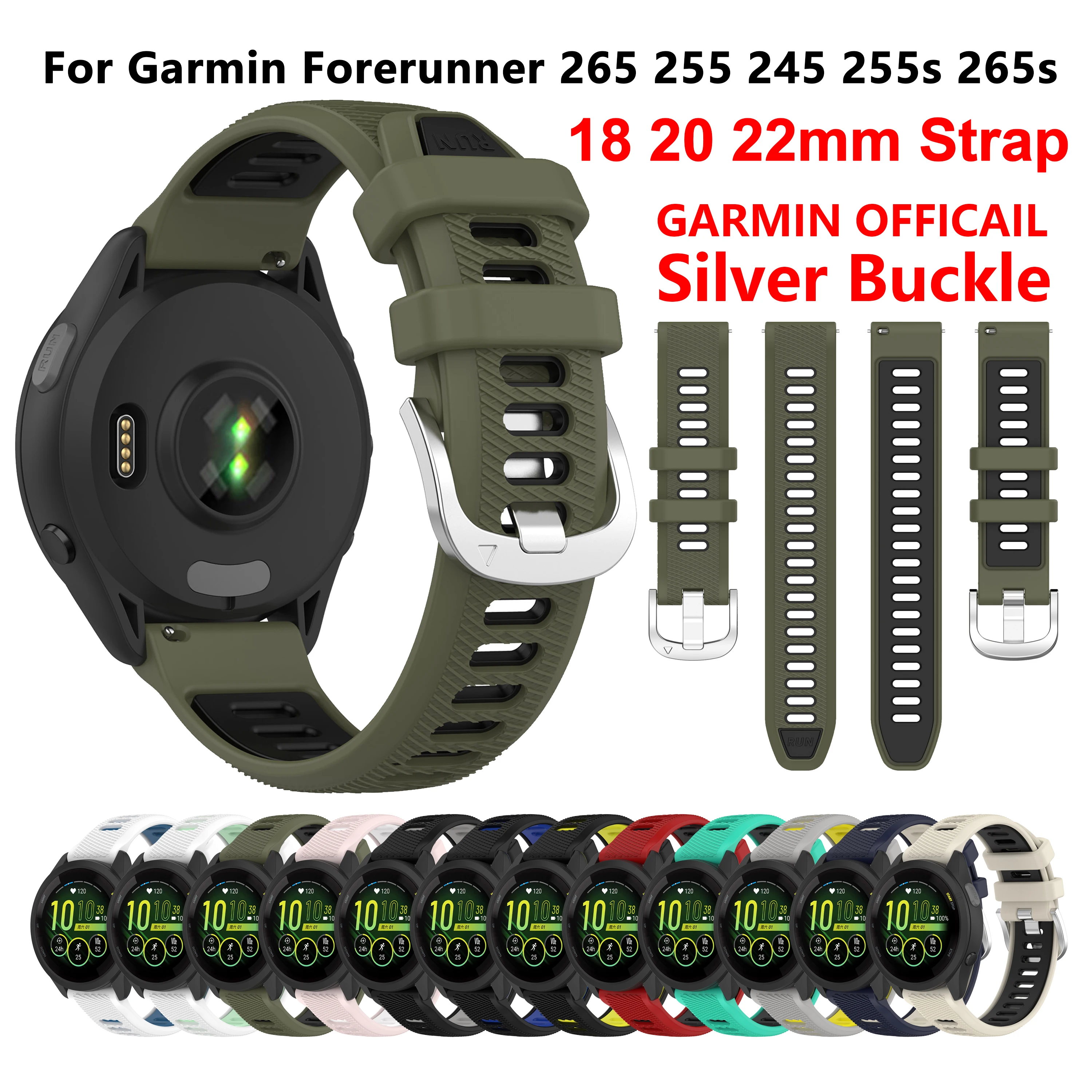 

18 20 22mm Watch Strap for Garmin Venu 2 2S SQ Forerunner 265 255 245 smartwatch band for forerunner 745 158 vivoactive 3 4 4S