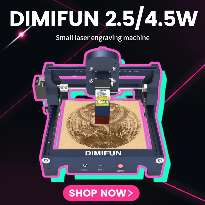 

Профессиональный листовой 2,5/4,5 Вт DIMIFUN портативный лазерный гравировальный станок с ЧПУ креативный DIY дерево и кожа