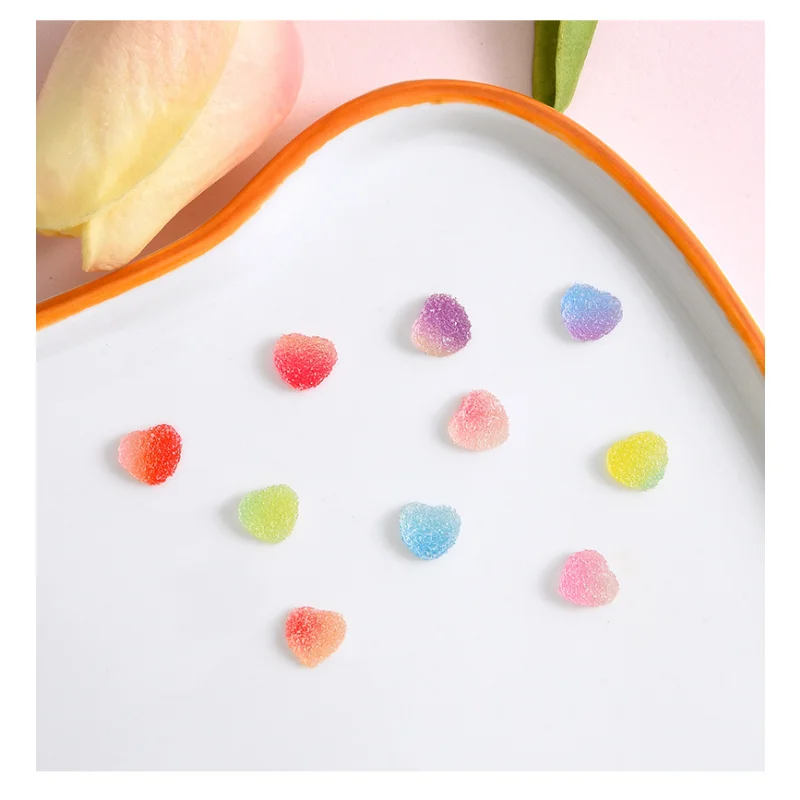 20 stücke Mini Imitation herzförmige Fudge Candy Gummi Flatback Scrap book DIY Hochzeit Haarnadel Verzierungen Zubehör – Detail 2