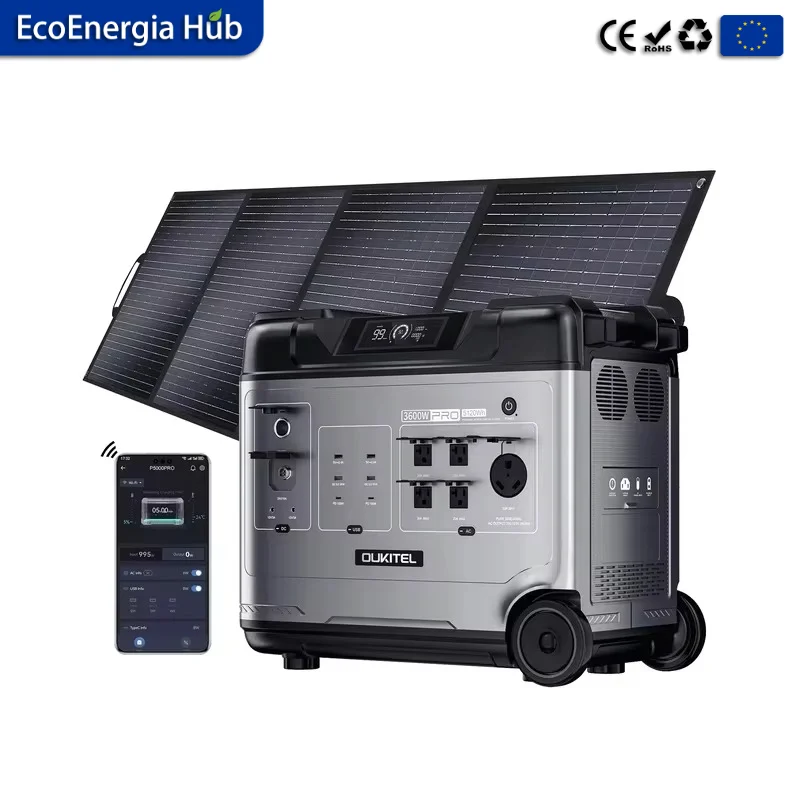 OUKITEL P5000 PRO Portable Power Station 4000W 5120Wh Solar Generator, LiFePO4 Battery 5000 Cycles Long Life, 3200W Fast AC+Solar Charging, UPS EPS Home Backup RV Camping Off-Grid Emergency, EU Stock Ready