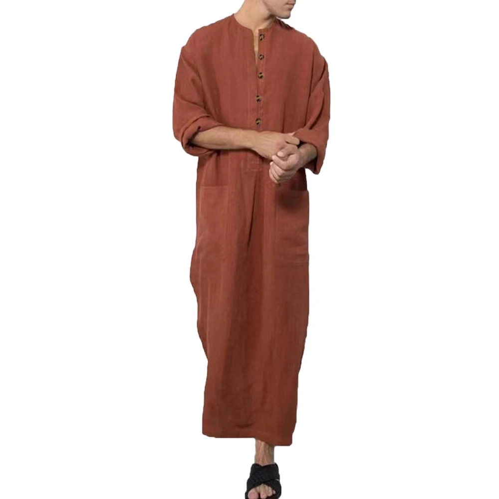 ヴィンテージムスリム男性イスラムアラビアジュバ・トーブローブ男性用長袖パキスタン・ドバイ・カフタン・アバヤポケットローブサウジアラビアドレス